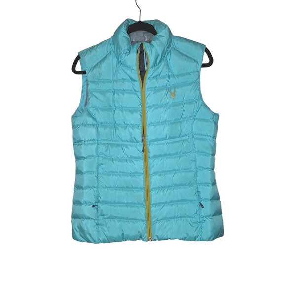 Spyder Prymo Puffer Vest Down Lined Ladies Medium Blue EUC 70% Down 30% Duck - Picture 2 of 7